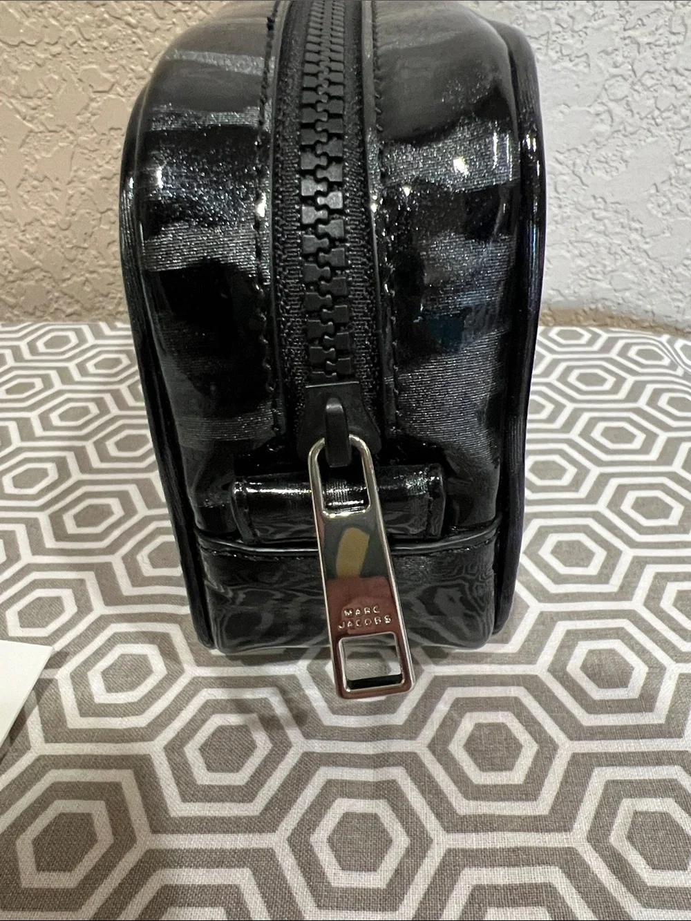 Marc Jacobs Black Leopard Coated Canvas Toiletry Bag